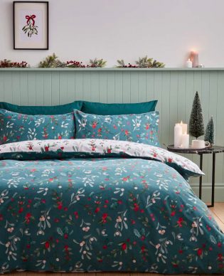 Brushed Cotton Duvet set, Holly & Mistletoe