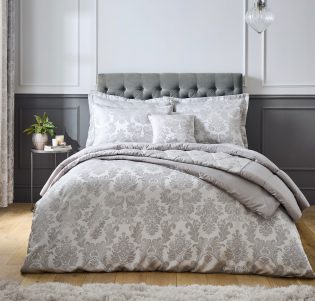 Damask Jacquard Duvet Set Silver